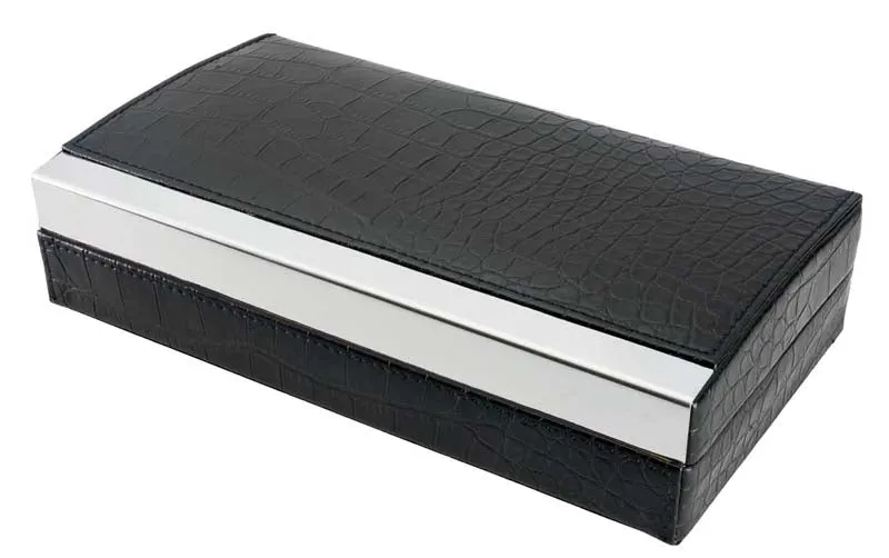 Mapleton Black Leather 4 Cigars Travel Humidor