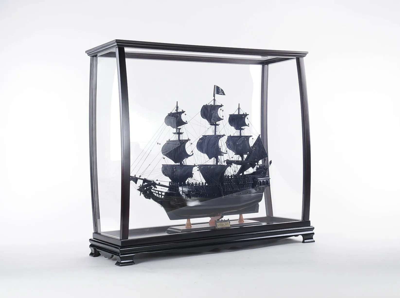 Medium Wood Display Case large Cabinet For Tall Ship Yacht Boat Models With Plexiglass Panels