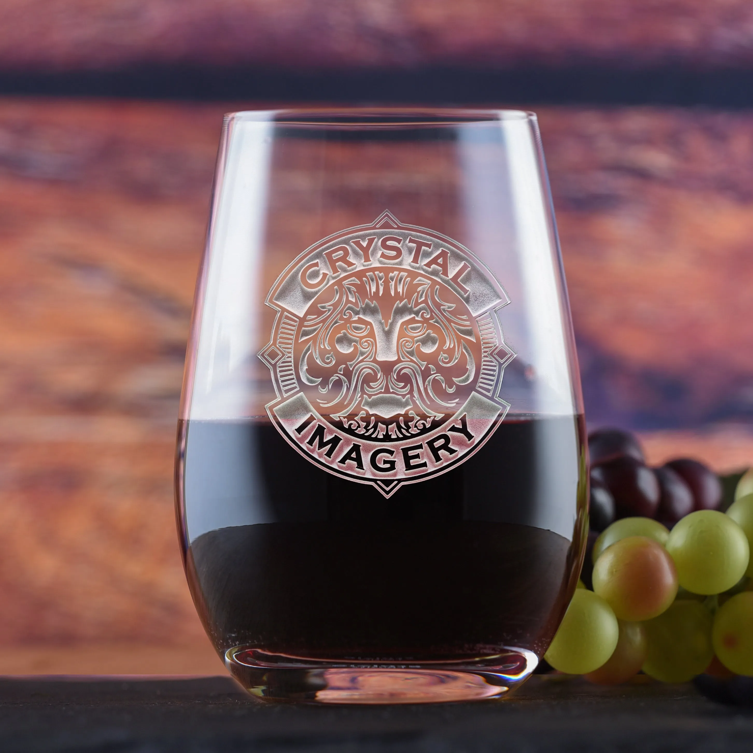 My Own Logo Crystal Stemless Wine Glass by Crystal Imagery