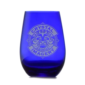 My Own Logo Engraved Blue Stemless Wine Glass - Wholesale