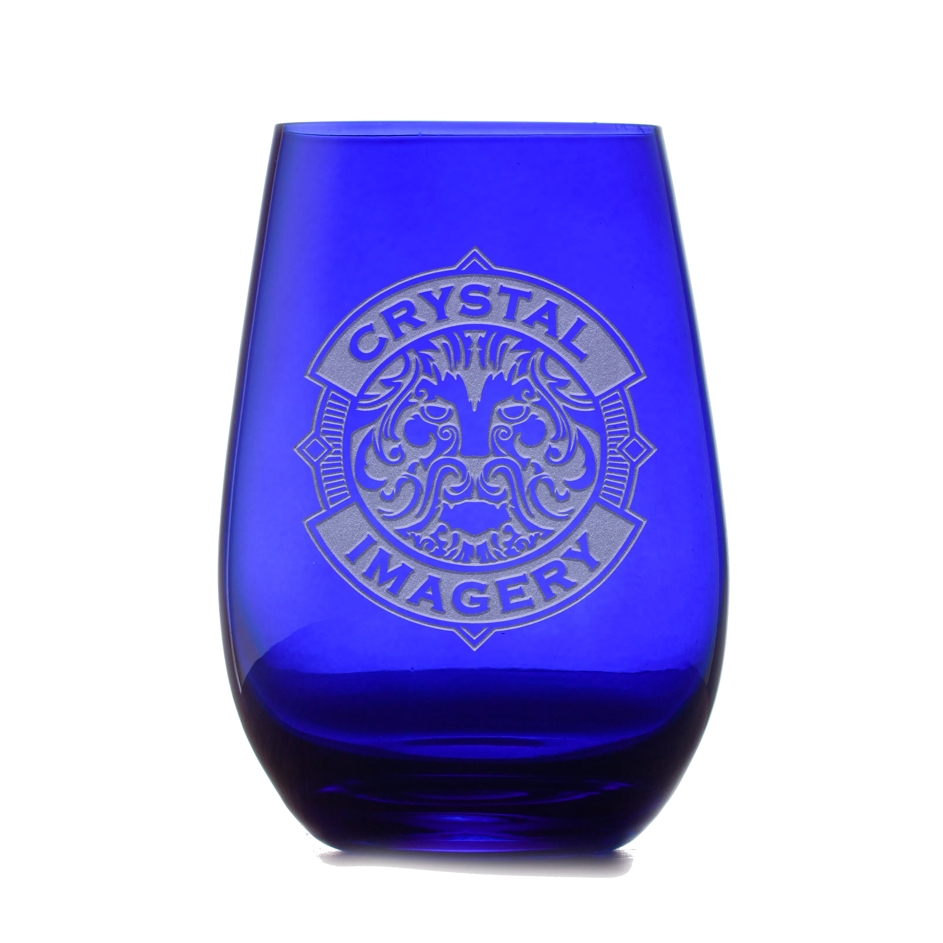 My Own Logo Engraved Blue Stemless Wine Glass - Wholesale