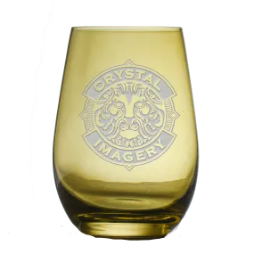 My Own Logo Engraved Green Stemless Wine Glass at Wholesale Price