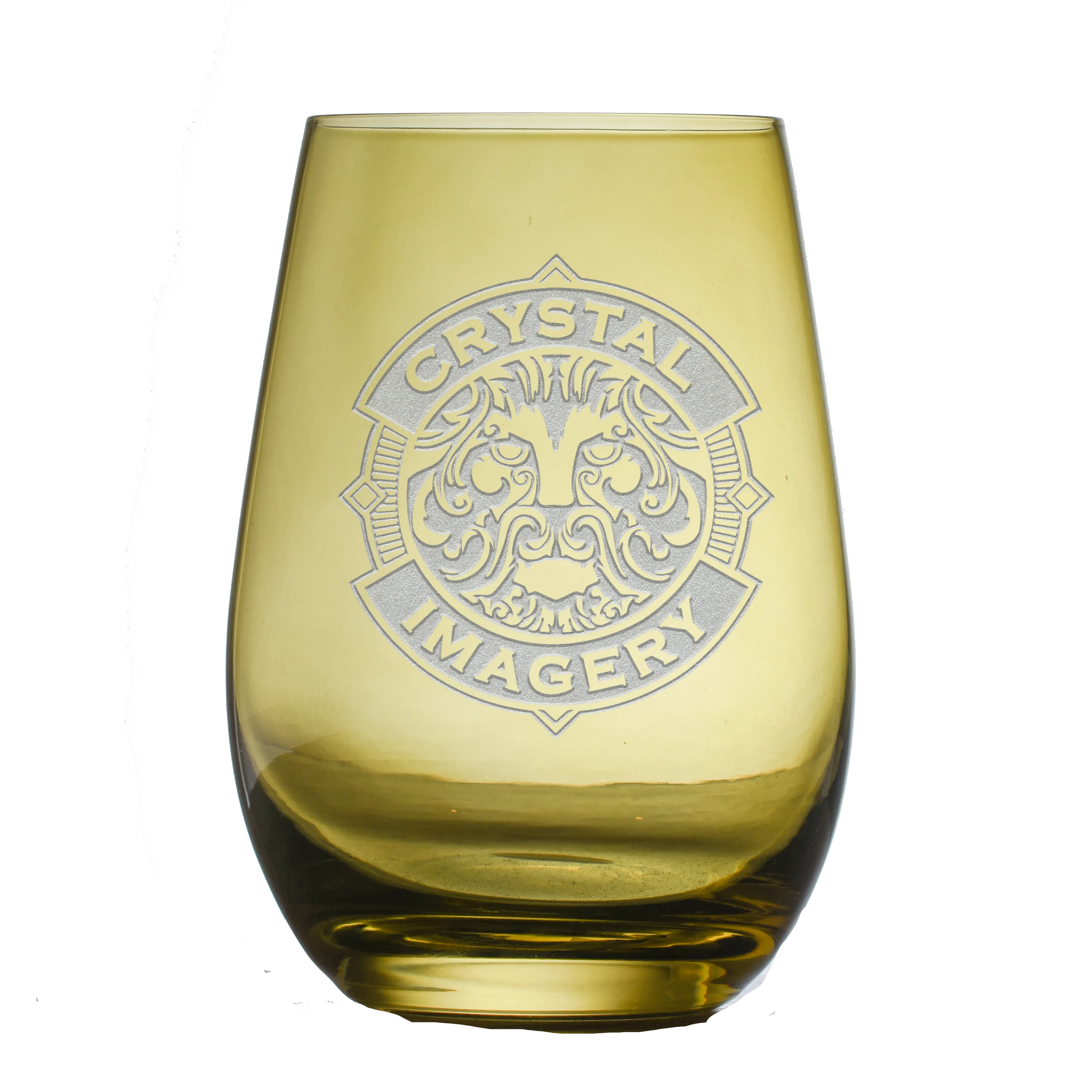 My Own Logo Engraved Green Stemless Wine Glass at Wholesale Price