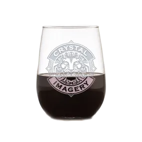 My Own Logo Standard Stemless Wine Glass by Crystal Imagery