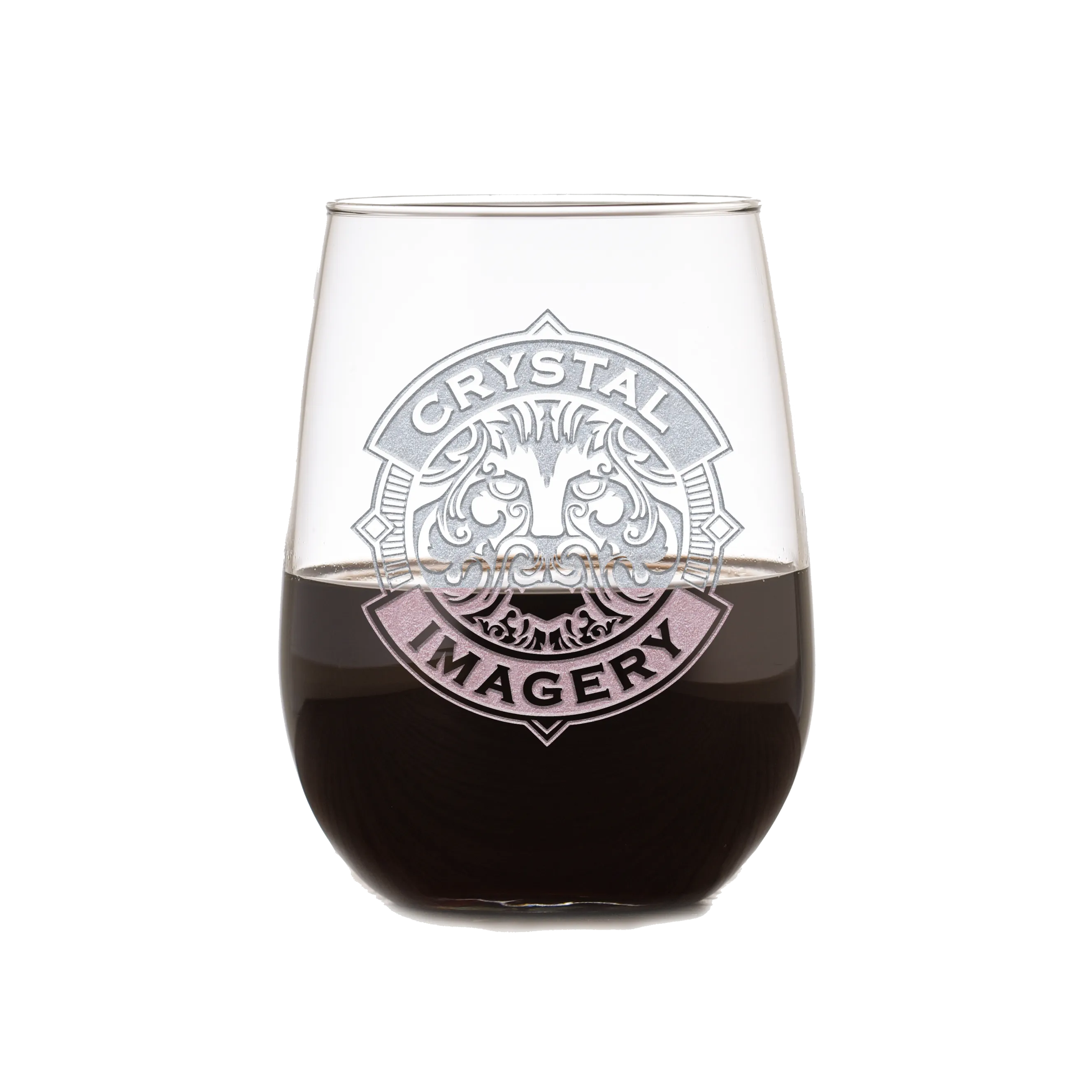 My Own Logo Standard Stemless Wine Glass by Crystal Imagery