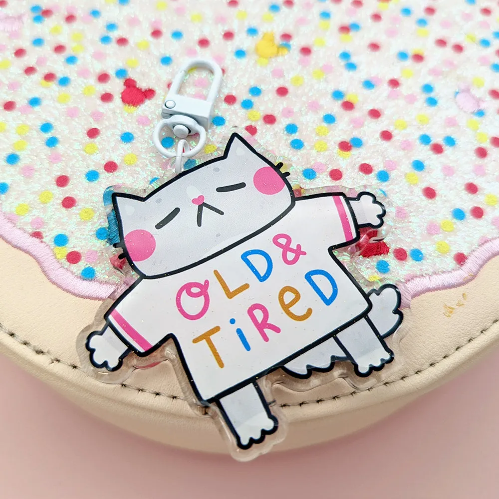 Old and Tired Glitter Keychain