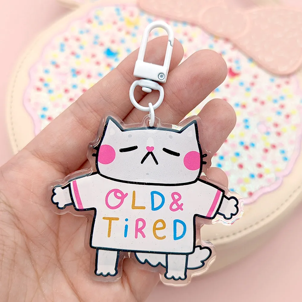 Old and Tired Glitter Keychain