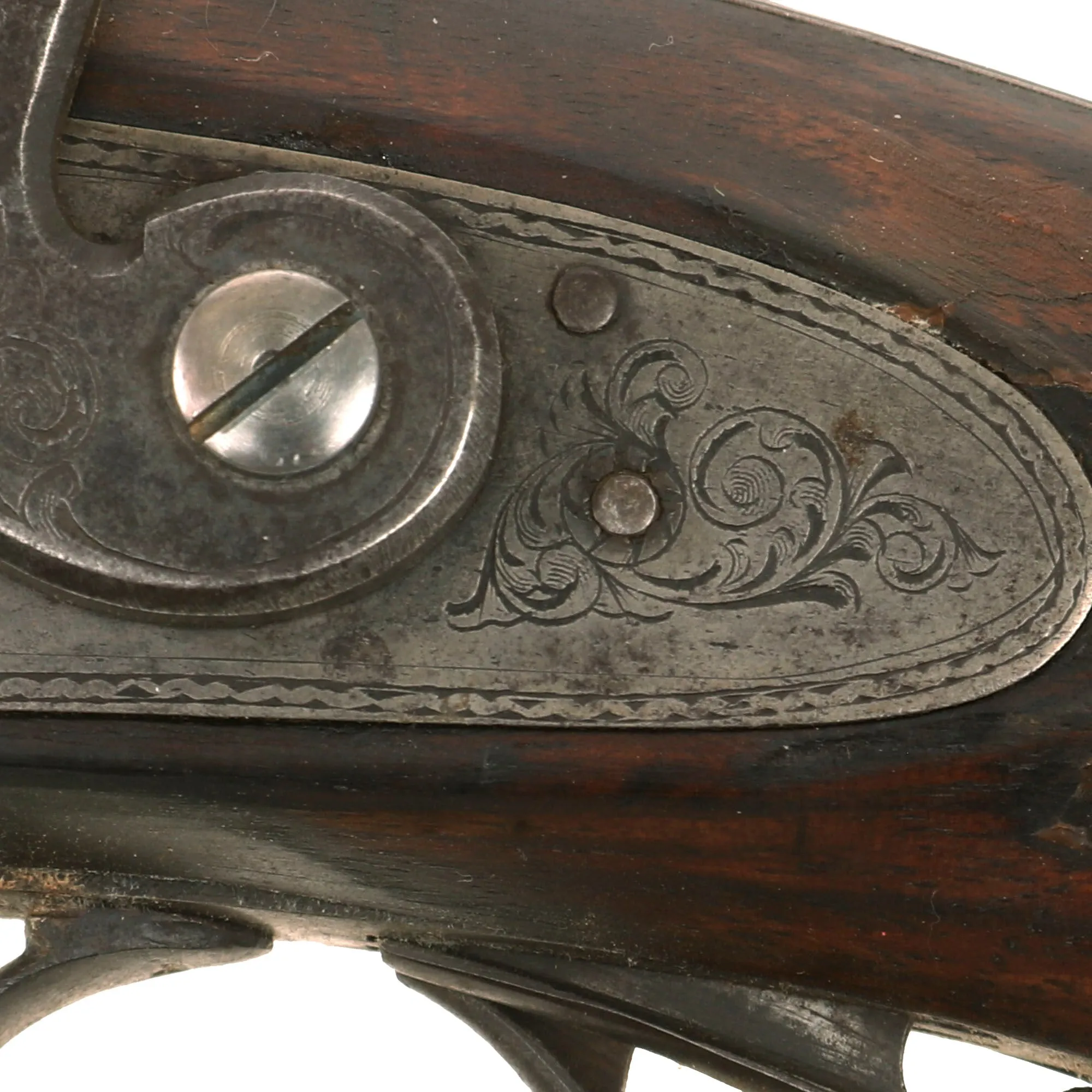Original British 12 Bore Double Barrel Factory Engraved Percussion Shotgun by Hollis & Sheath - circa 1855