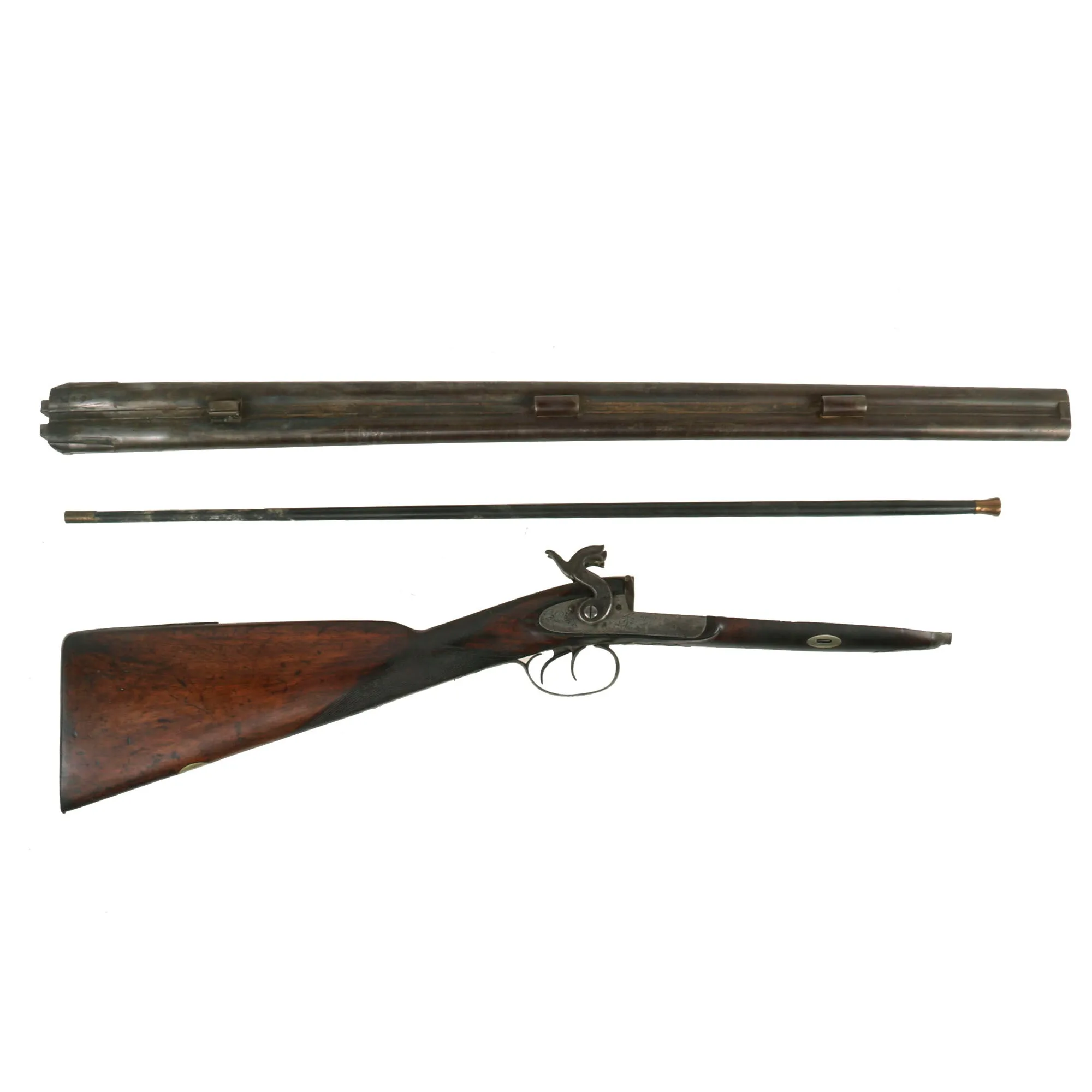 Original British 12 Bore Double Barrel Factory Engraved Percussion Shotgun by Hollis & Sheath - circa 1855