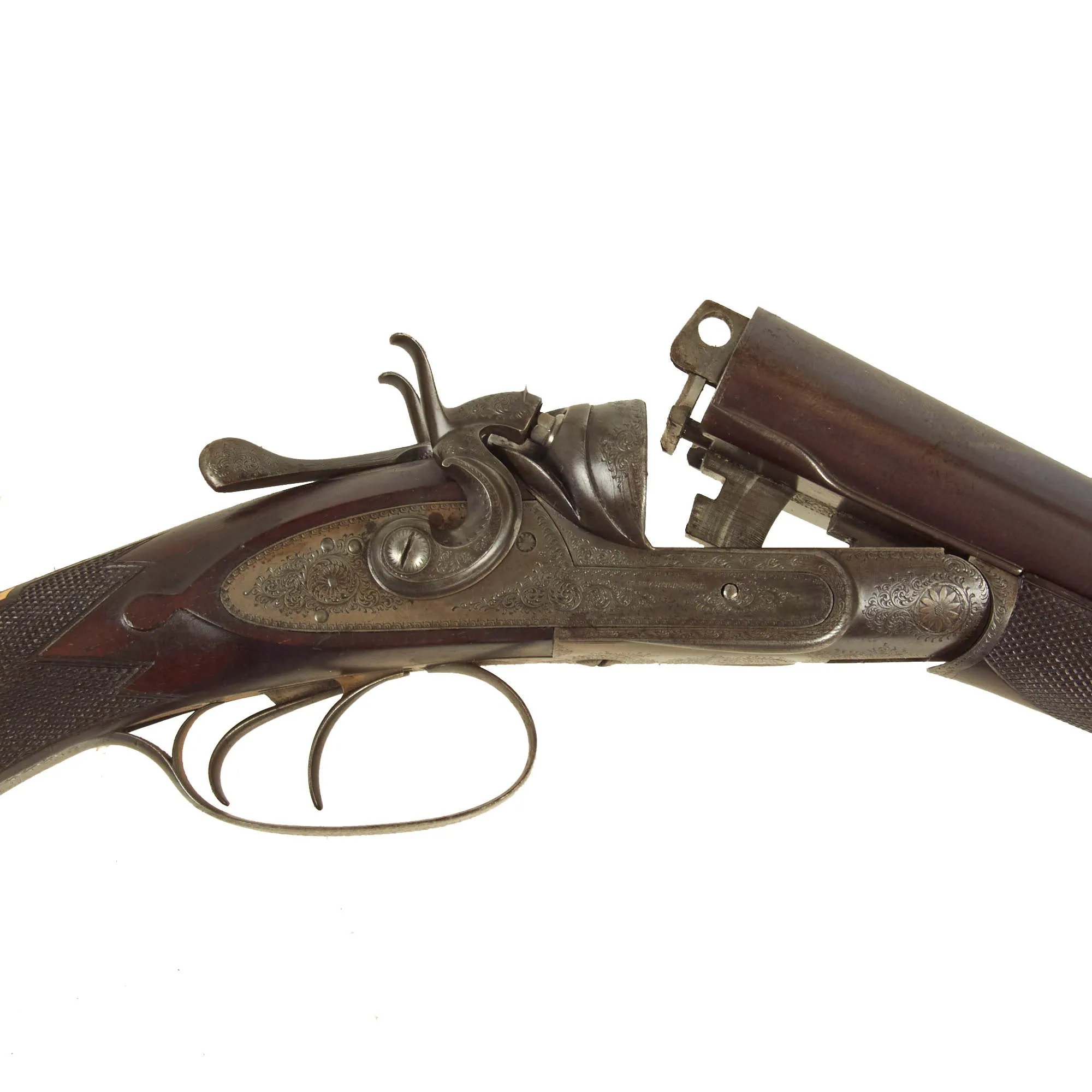 Original British Cased 14 Gauge Double Barrel Hammer Shotgun Made by W.W. Greener in 1876 - Serial 16512