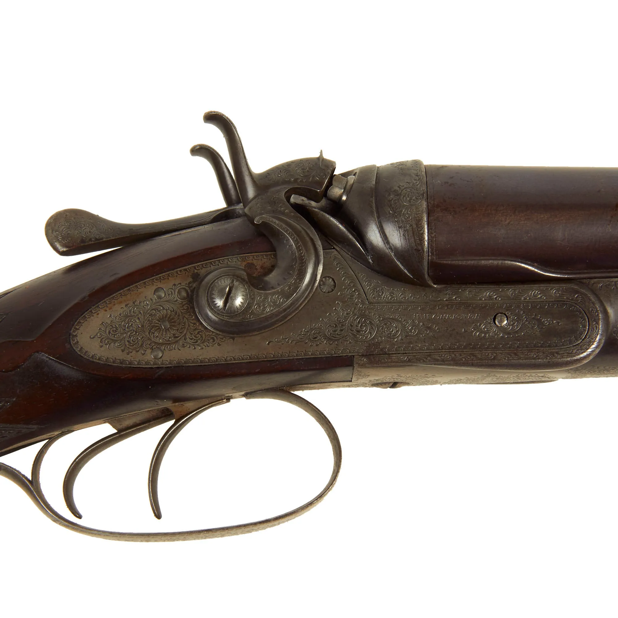 Original British Cased 14 Gauge Double Barrel Hammer Shotgun Made by W.W. Greener in 1876 - Serial 16512