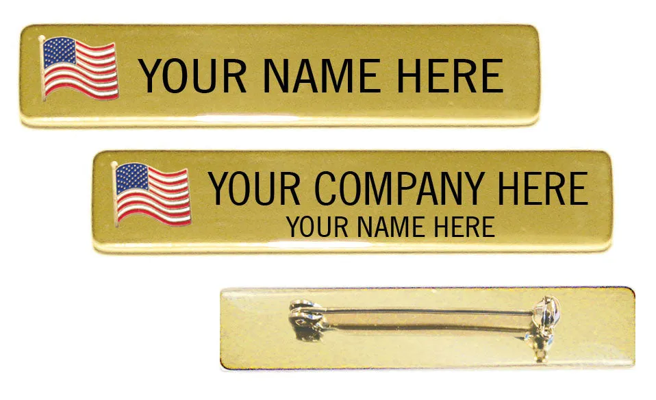 Patriotic Engraved Name Plate with USA Flag