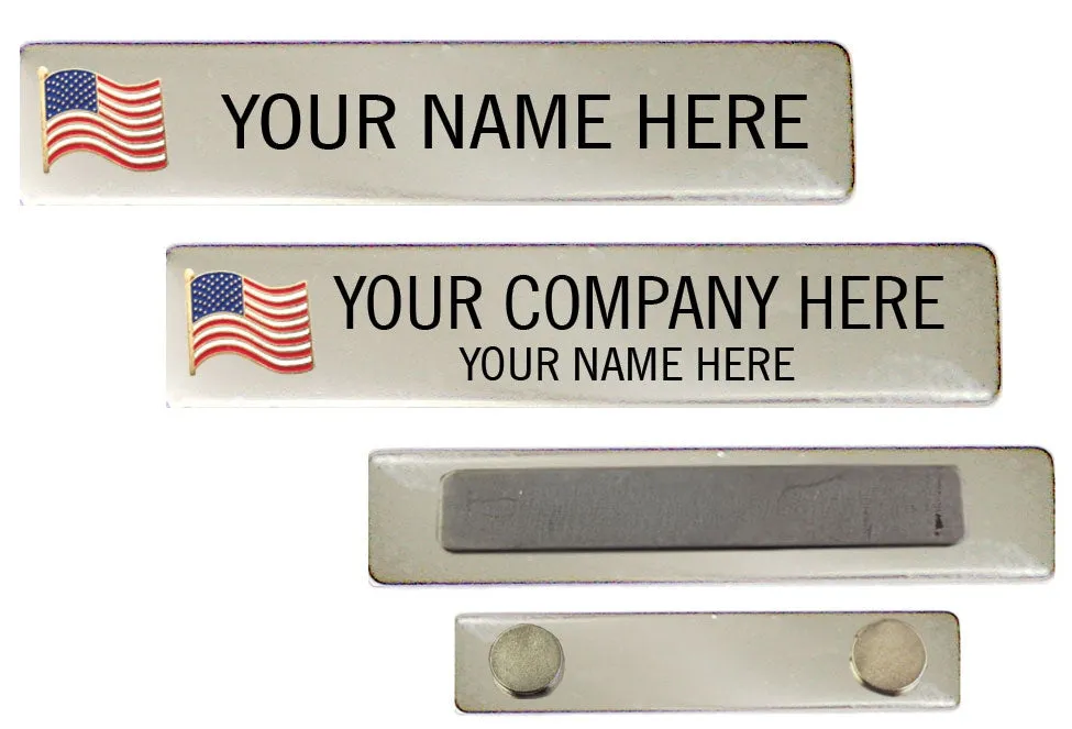 Patriotic Engraved Name Plate with USA Flag