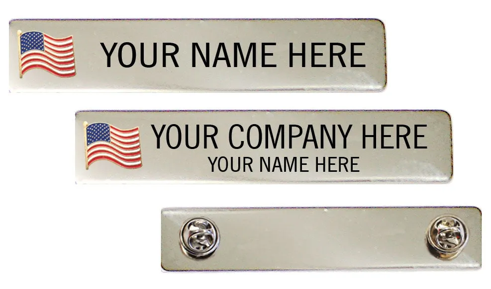 Patriotic Engraved Name Plate with USA Flag