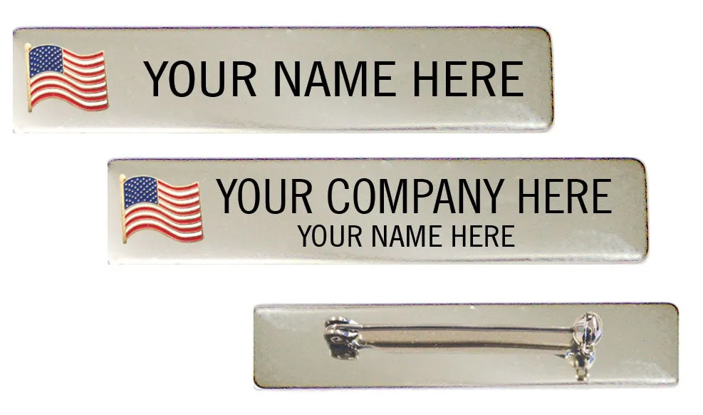 Patriotic Engraved Name Plate with USA Flag