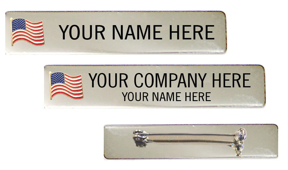 Patriotic Engraved Name Plate with USA Flag