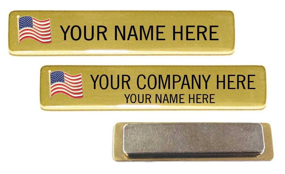 Patriotic Engraved Name Plate with USA Flag