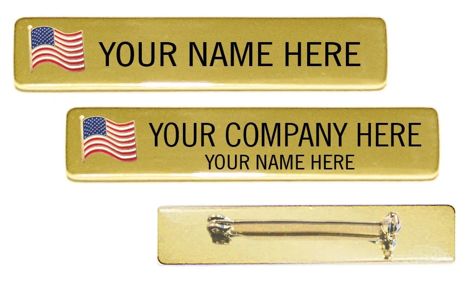 Patriotic Engraved Name Plate with USA Flag