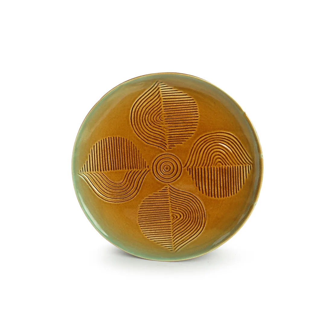 'Peacock Boulevard' Hand-Engraved Ceramic Dinner Plates (Set of 6, Microwave Safe)