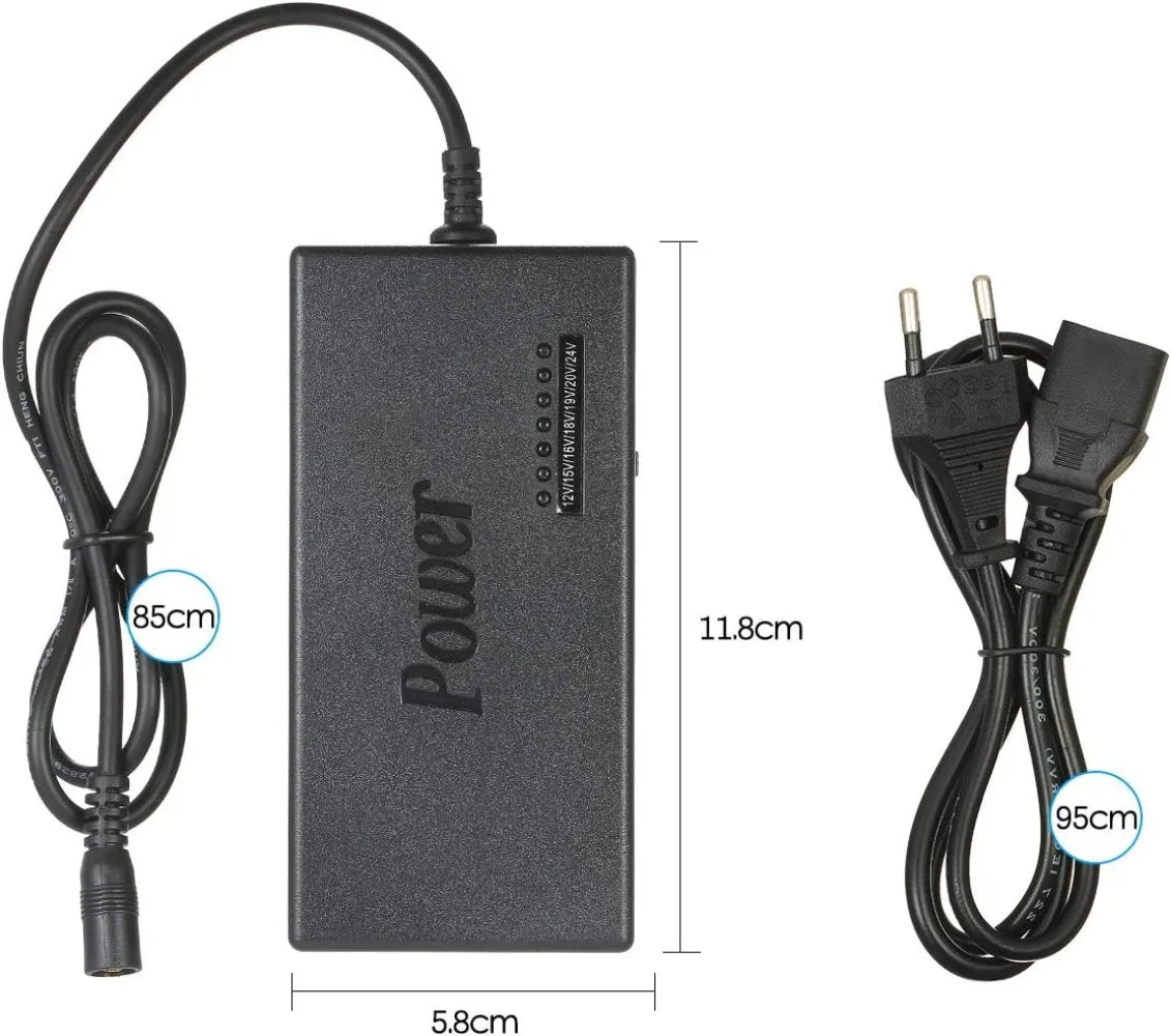 Power Charger Adapter 96W Universal AC/DC For Laptops Black
