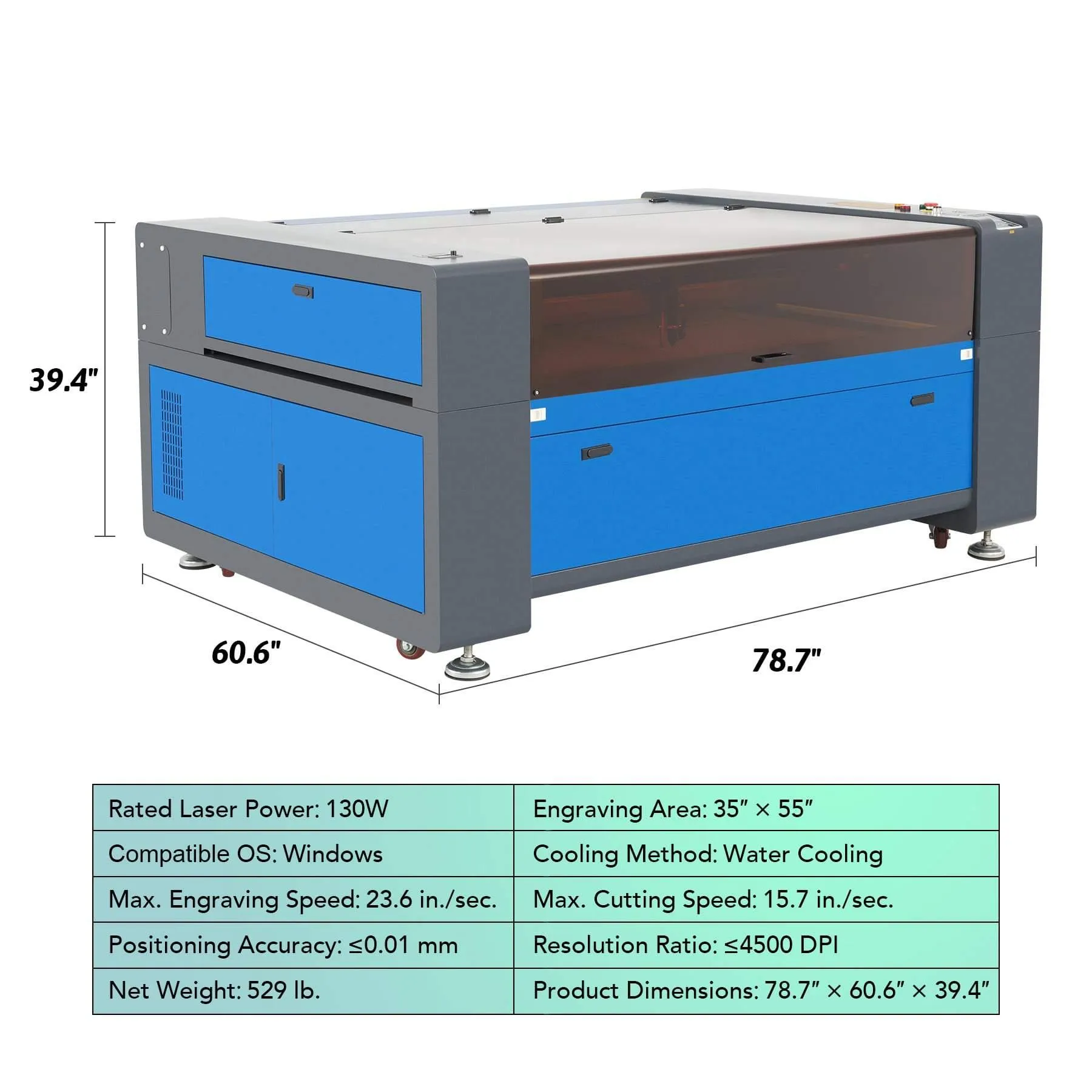 Pre-Owned AF3555-130 - 130W CO2 Laser Engraver Cutting Machine with 35” x 55” Working Area (with Auto Focus)