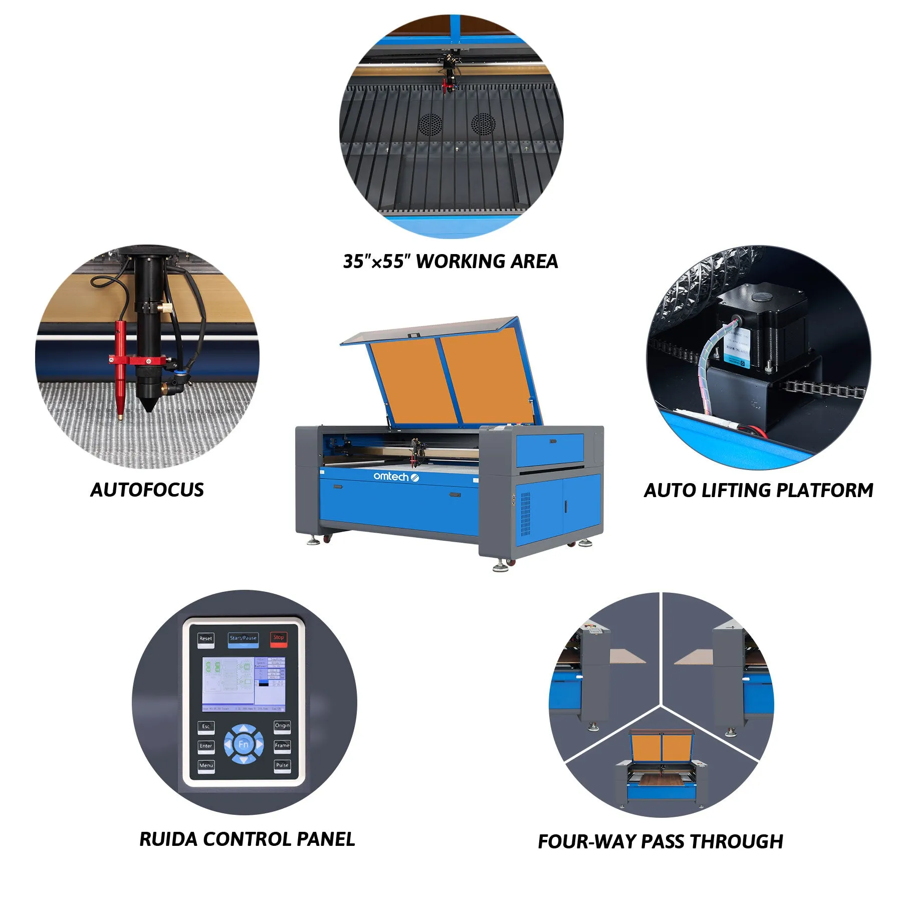 Pre-Owned AF3555-130 - 130W CO2 Laser Engraver Cutting Machine with 35” x 55” Working Area (with Auto Focus)
