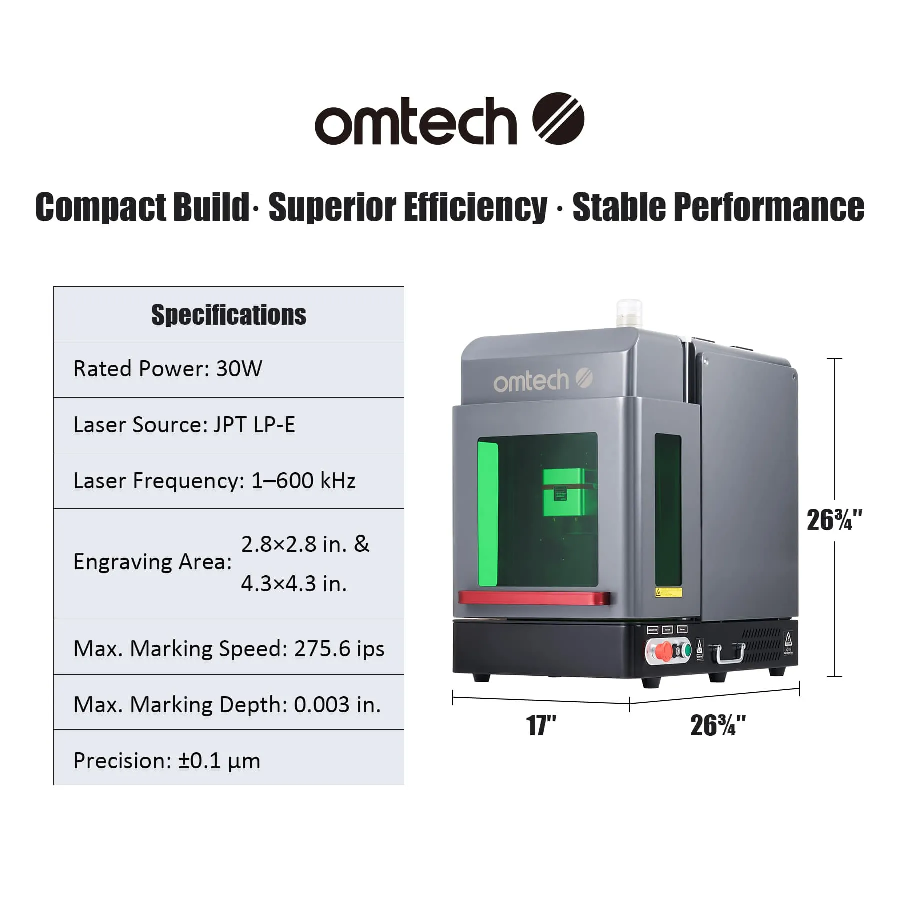 Pre-Owned FM4343-30E - 30W Enclosed Fiber Laser Engraver with Autofocus Red Dot Pointer