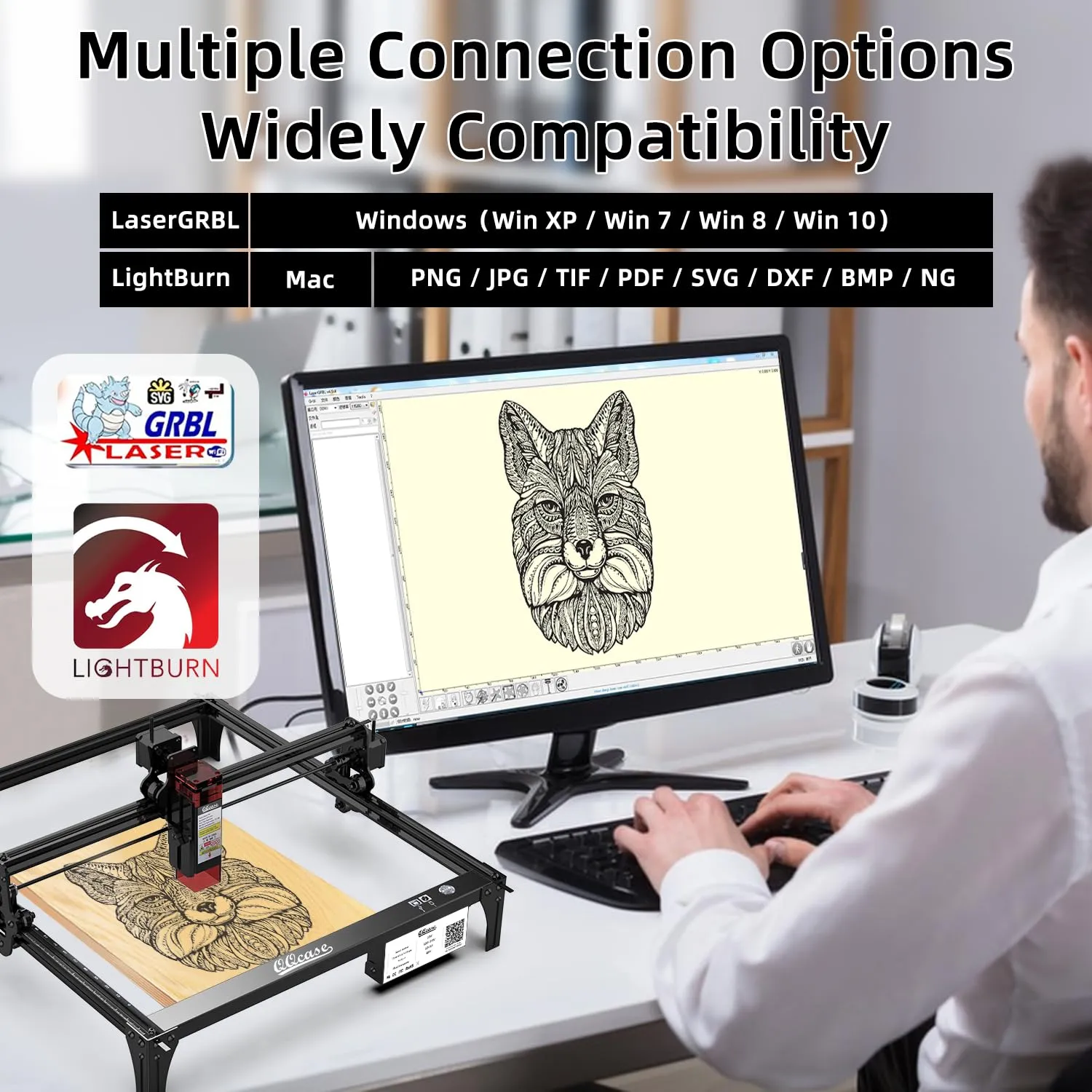QQCASE 10W Laser Engraver,Higher Accuracy Laser Cutter and Engraver Machine,Laser Engraving Machine 60W Machine Output Power,Laser Engraver for Wood and Metal,Leather,Acrylic,DIY Laser Etching Tool