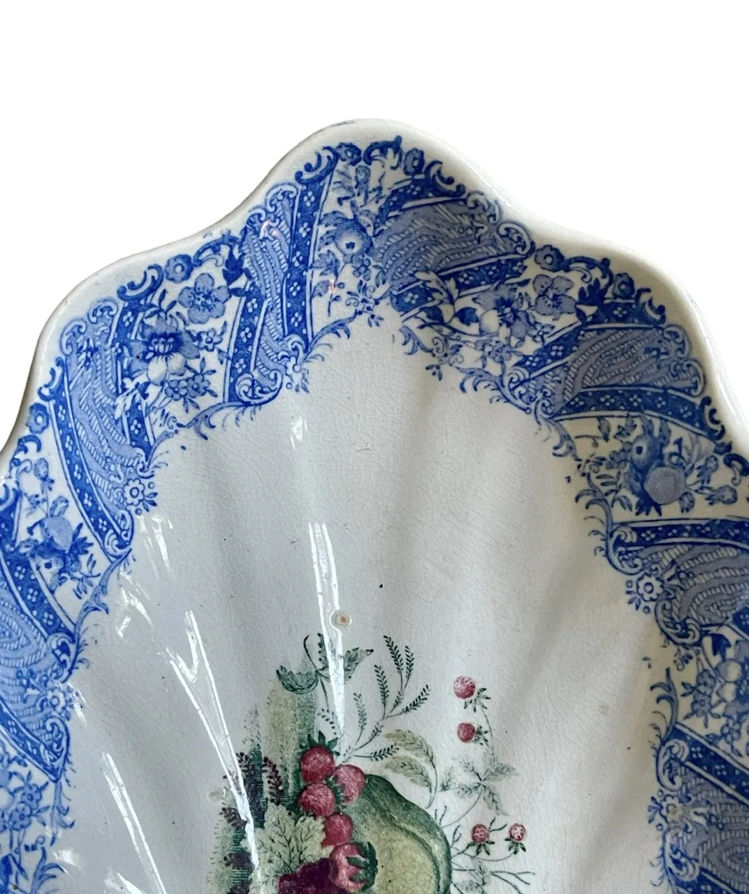 RARE c 1839 Light Blue Transferware Pickle / Relish Dish W S & Co ' WEDGeWOOD ' Fruit Basket