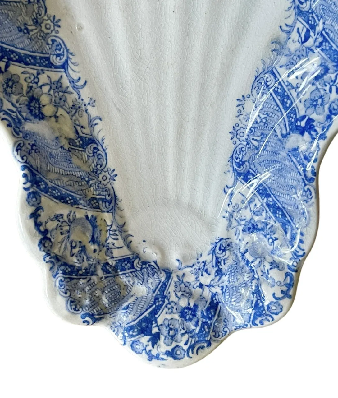 RARE c 1839 Light Blue Transferware Pickle / Relish Dish W S & Co ' WEDGeWOOD ' Fruit Basket