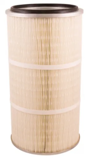 Round 12.8in x 26in Open/Closed w/Bolt Hole Dust Collector Cartridge, 80/20 Blended Paper Wide Pleat and 2 Straps