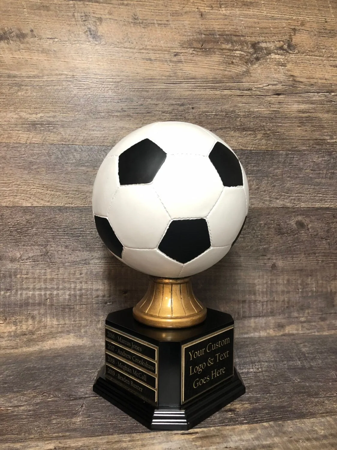 Soccer Trophy FULL SIZE Realistic Fantasy Soccer League Trophy 15" Soccer Ball 6 or 12 Year Perpetual Championship League Award Winner