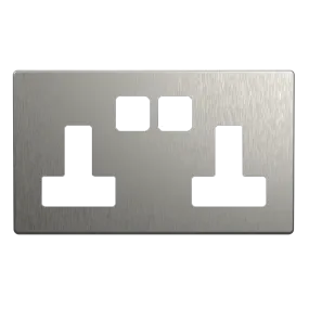 Socket Faceplate (2 Gang) - Stainless Steel