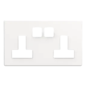 Socket Faceplate (2 Gang) - White Metal