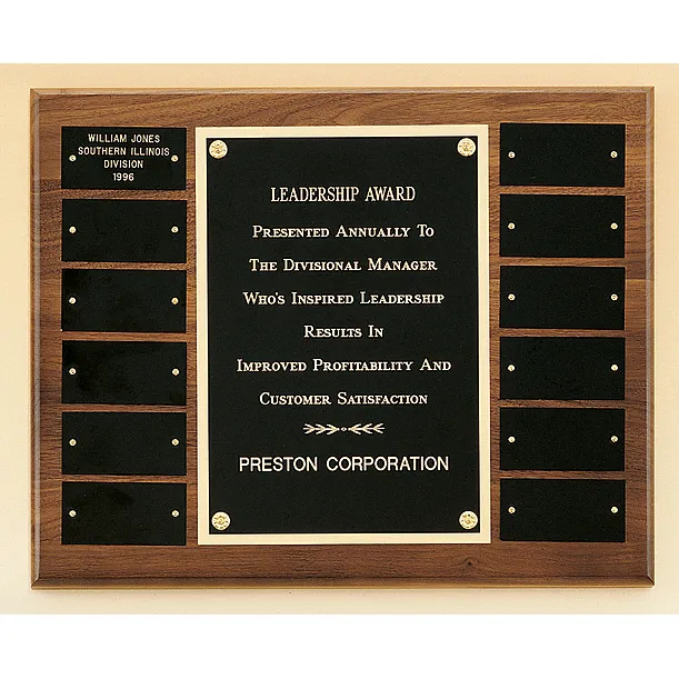 Solid American Walnut Plaque with 12 Plates and Large Center Plate