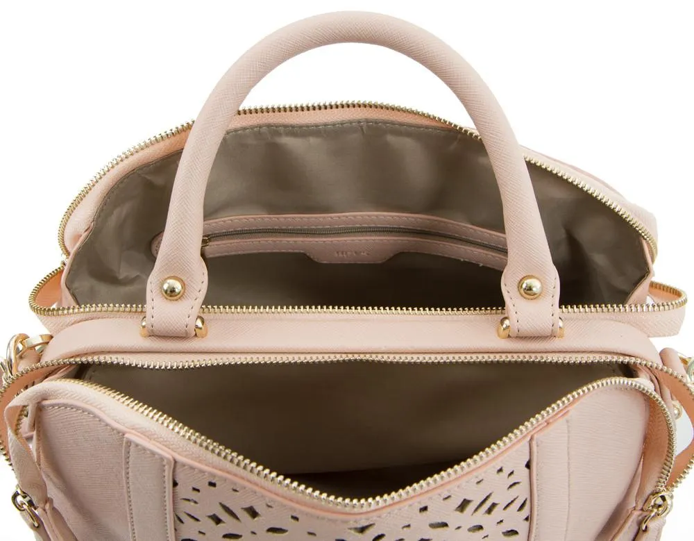 Spring Bliss Laser Cut Doctor’s Satchel w. Double Zip Compartments - Blush