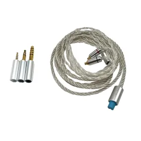 Strauss & Wagner Linz Premium Braided Silver 4-Core MMCX 3-in-1 Upgrade Cable for Sennheiser IE Series In-Ear Monitors