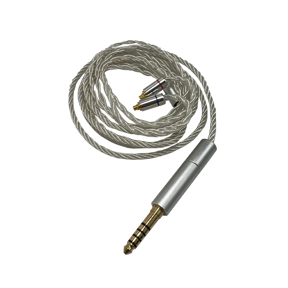 Strauss & Wagner Linz Premium Braided Silver 4-Core MMCX 3-in-1 Upgrade Cable for Sennheiser IE Series In-Ear Monitors