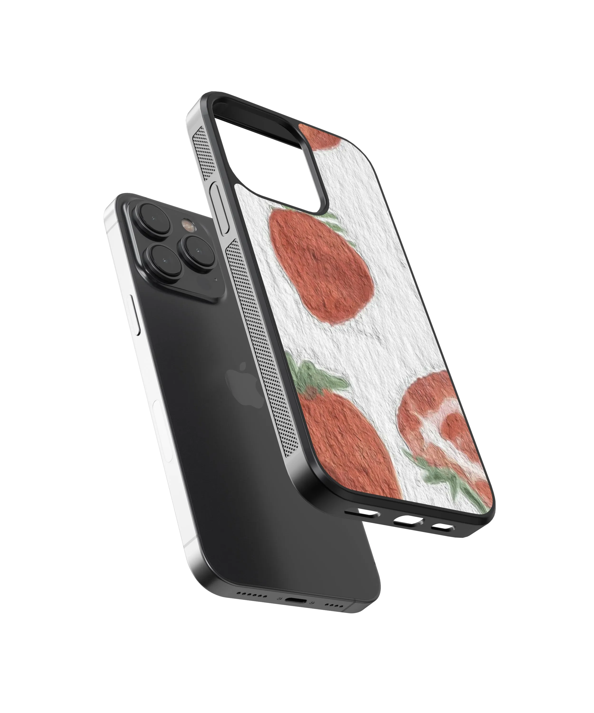 Strawberries Artwork Abstract Glass Phone Case Cover