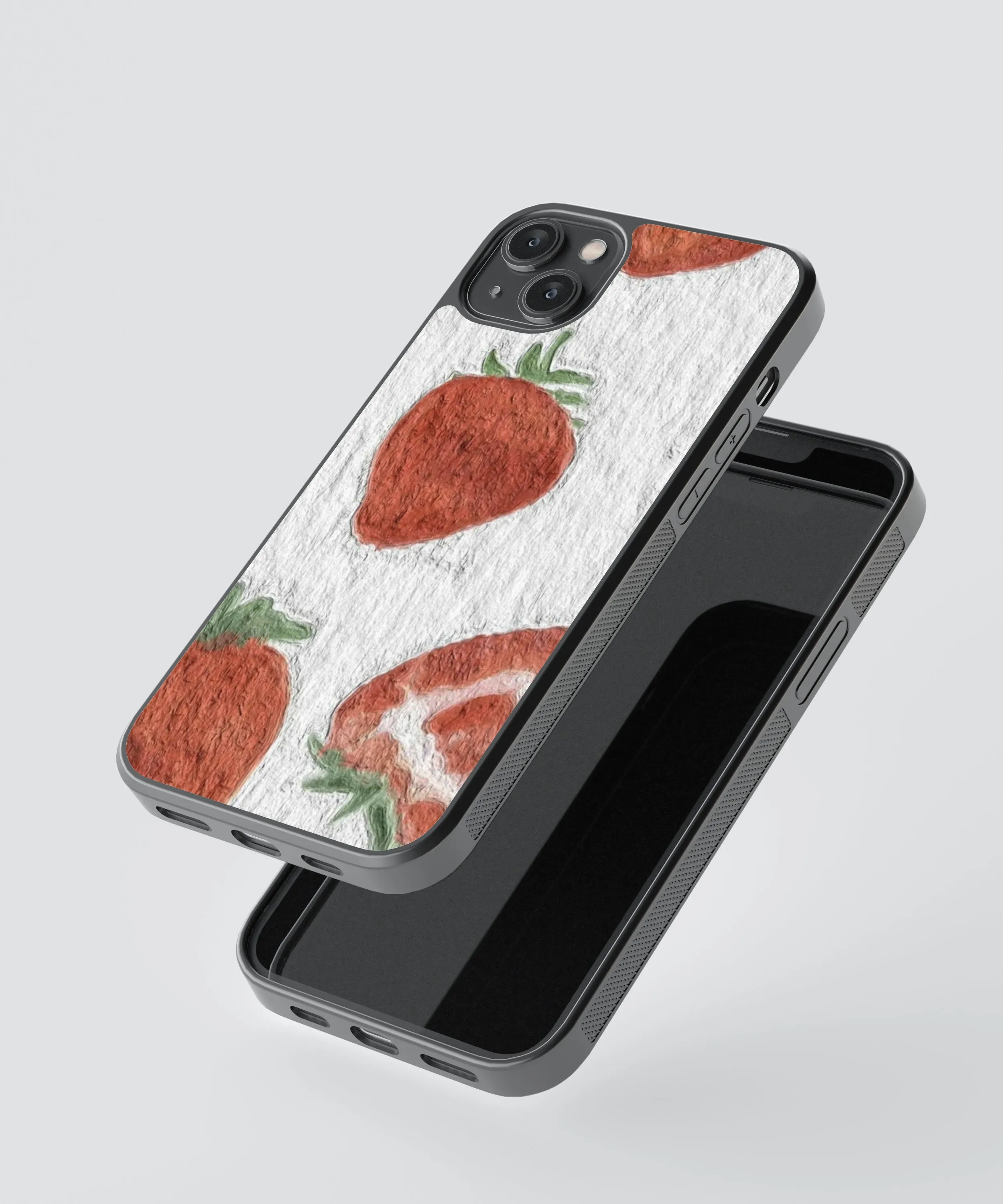 Strawberries Artwork Abstract Glass Phone Case Cover