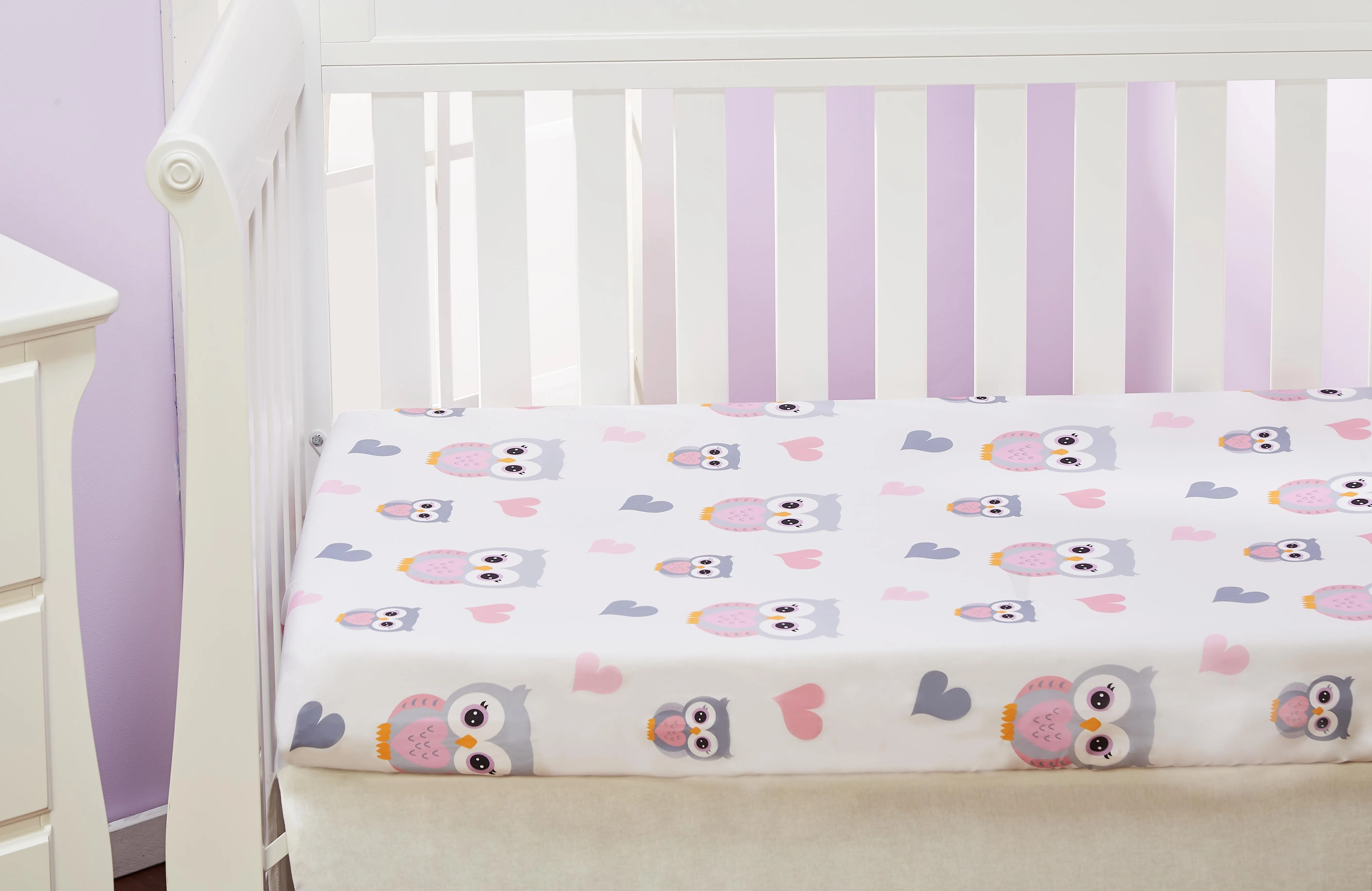 Sweet Owls / Pink 2-Pack Girls Fitted Crib Sheets