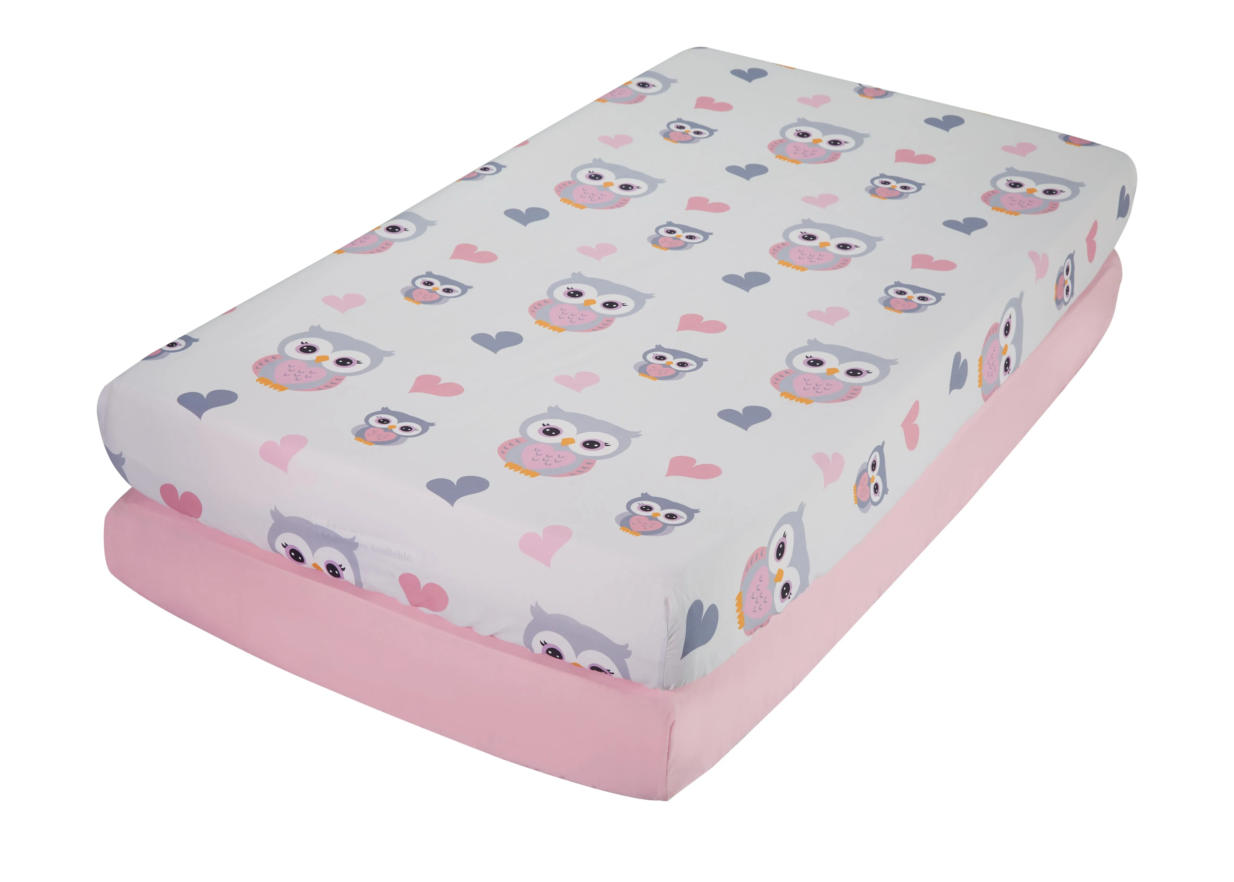 Sweet Owls / Pink 2-Pack Girls Fitted Crib Sheets
