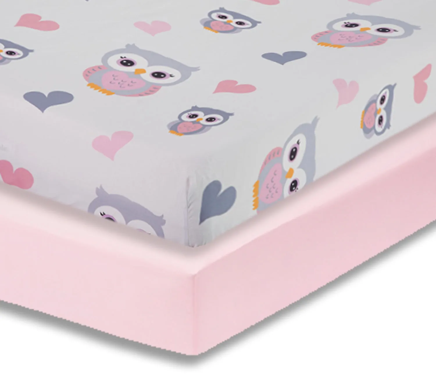 Sweet Owls / Pink 2-Pack Girls Fitted Crib Sheets