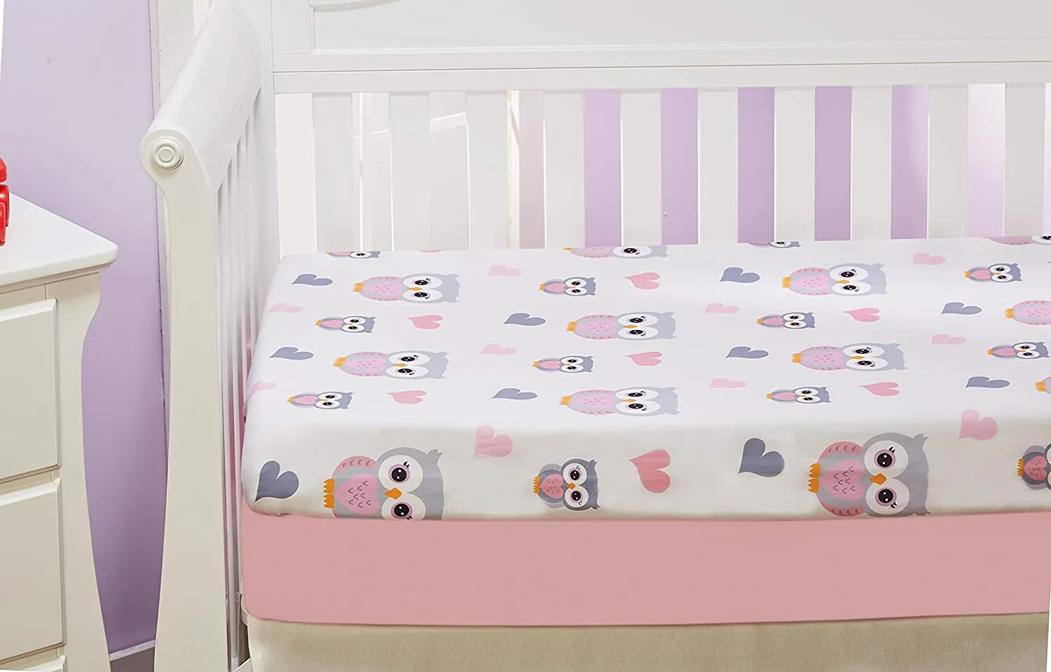 Sweet Owls / Pink 2-Pack Girls Fitted Crib Sheets