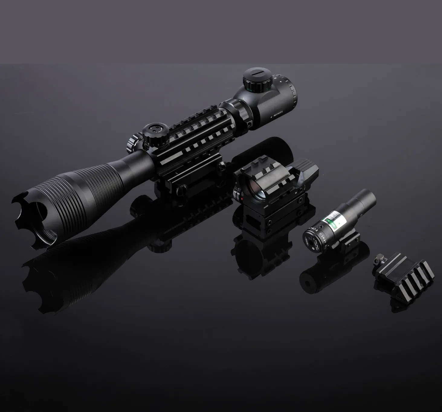 TAC-2: 4 Piece 4-16x50 Illuminated Reticle Scope Package