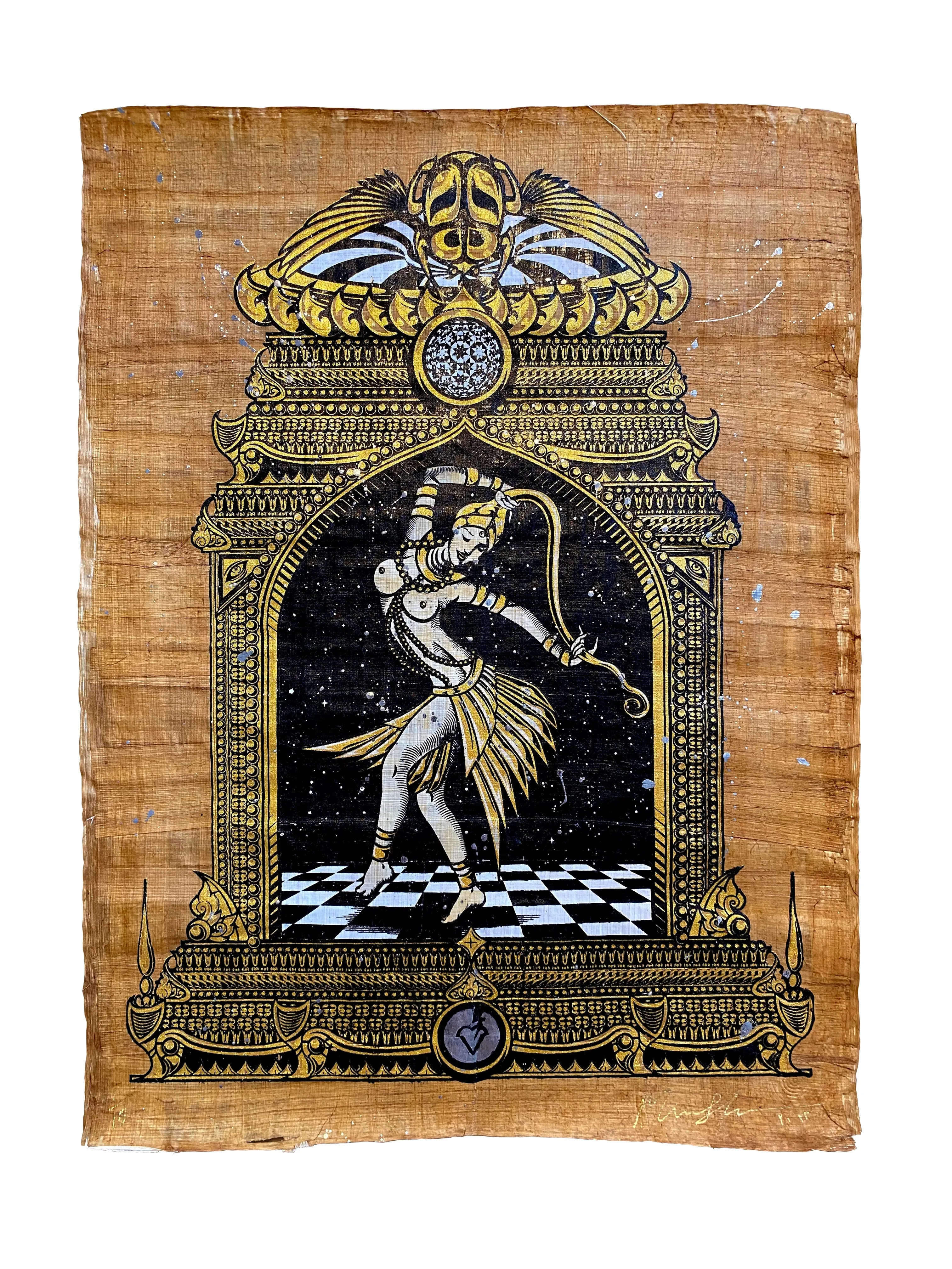 Temple Dancer Collectors Edition HPM Hand Embellished Silkscreen by Marwan Shahin
