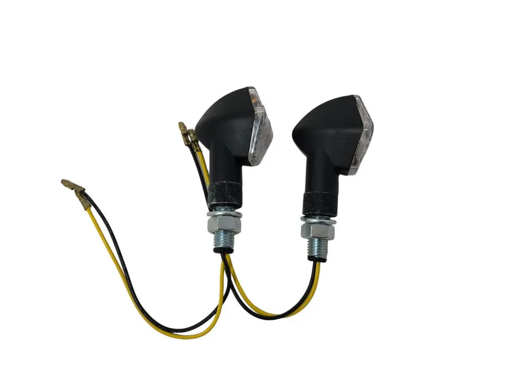 Turn Signal Set Hexagon LED, Short Stem - Black - Highway Hawk H68-9271