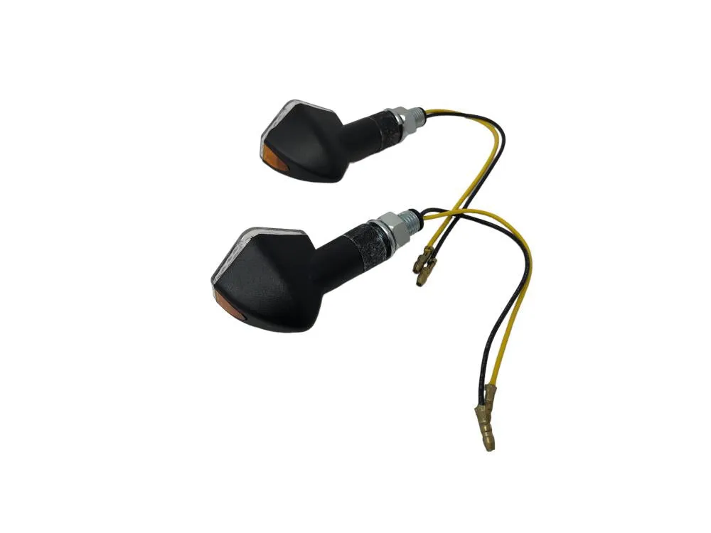 Turn Signal Set Hexagon LED, Short Stem - Black - Highway Hawk H68-9271
