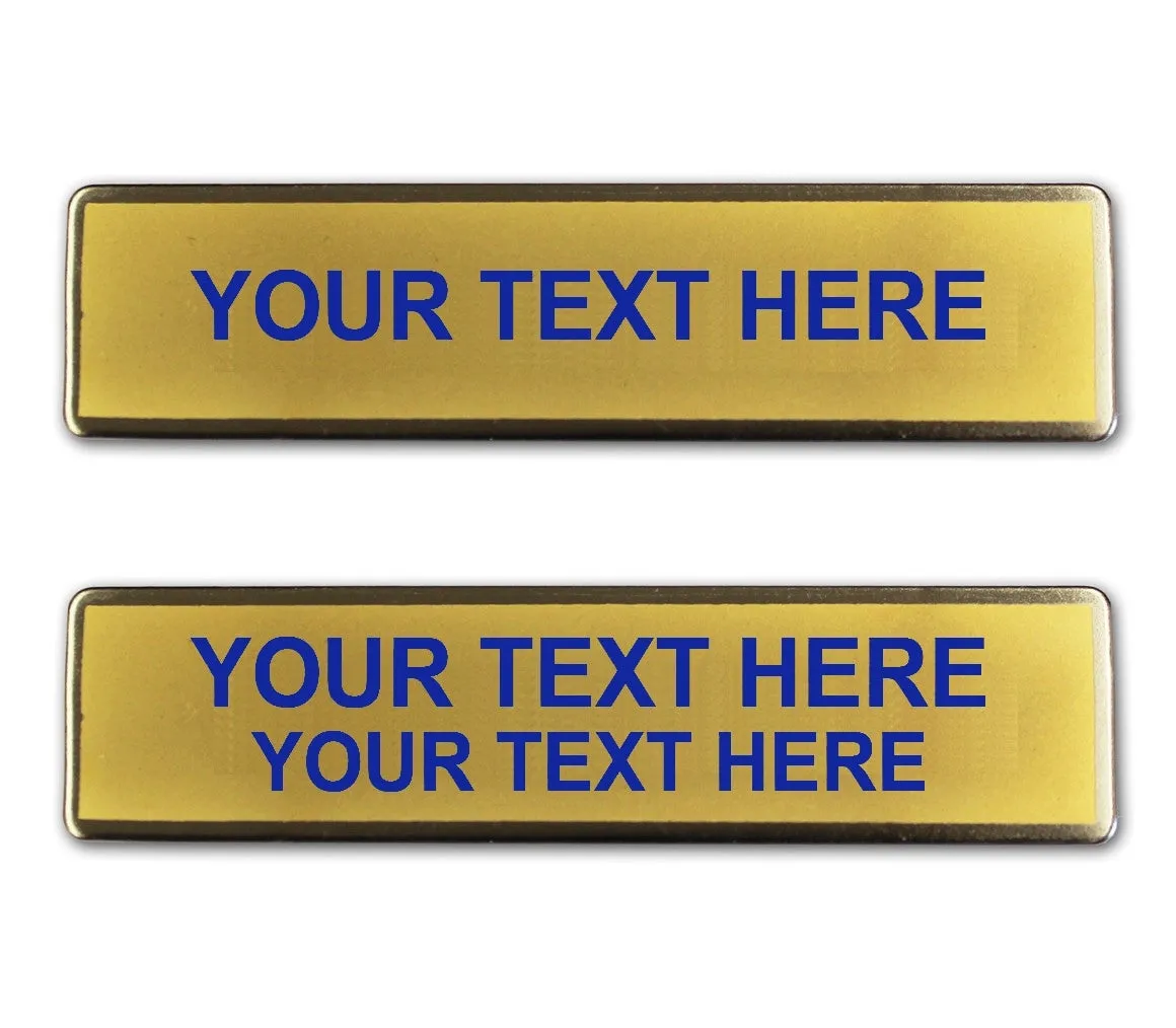 Two Tone Brass Name Plates with Blue Ink