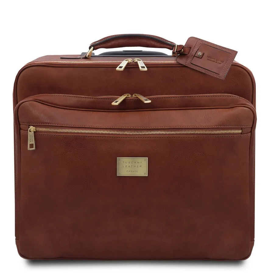 Varsavia Leather Pilot Case With Wheels